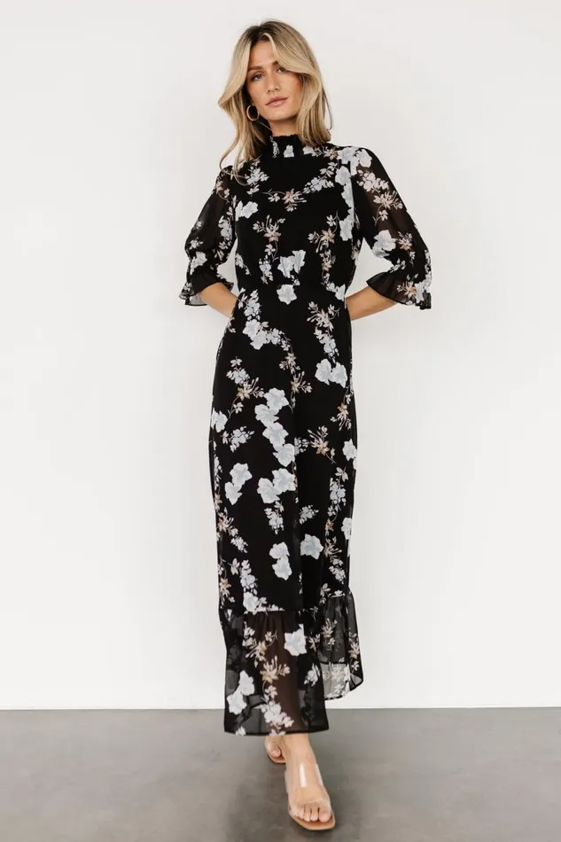 Women Mother Of The Bride Baltic Born Marie Mock Neck Maxi Dress Black Floral Women Mother Of The Bride Baltic Born Marie Mock Neck Maxi Dress Black Floral