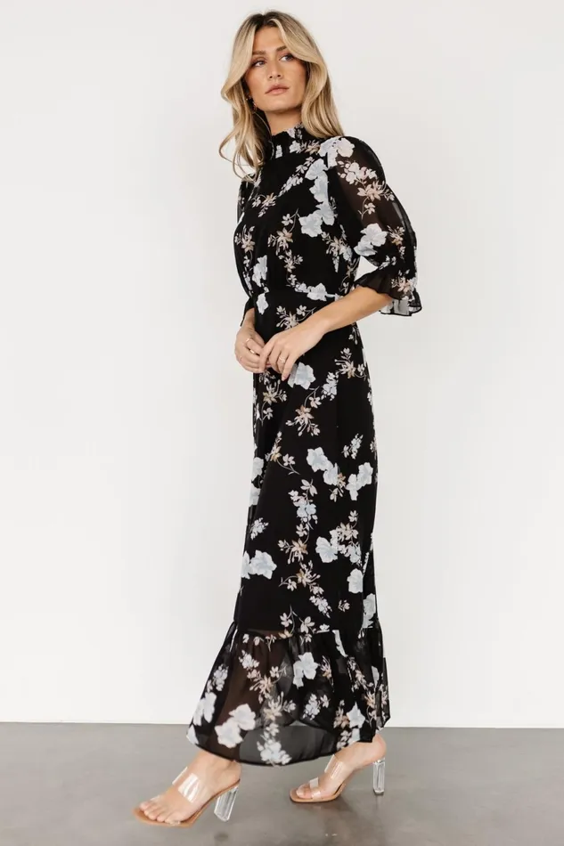 Women Mother Of The Bride Baltic Born Marie Mock Neck Maxi Dress Black Floral Women Mother Of The Bride Baltic Born Marie Mock Neck Maxi Dress Black Floral