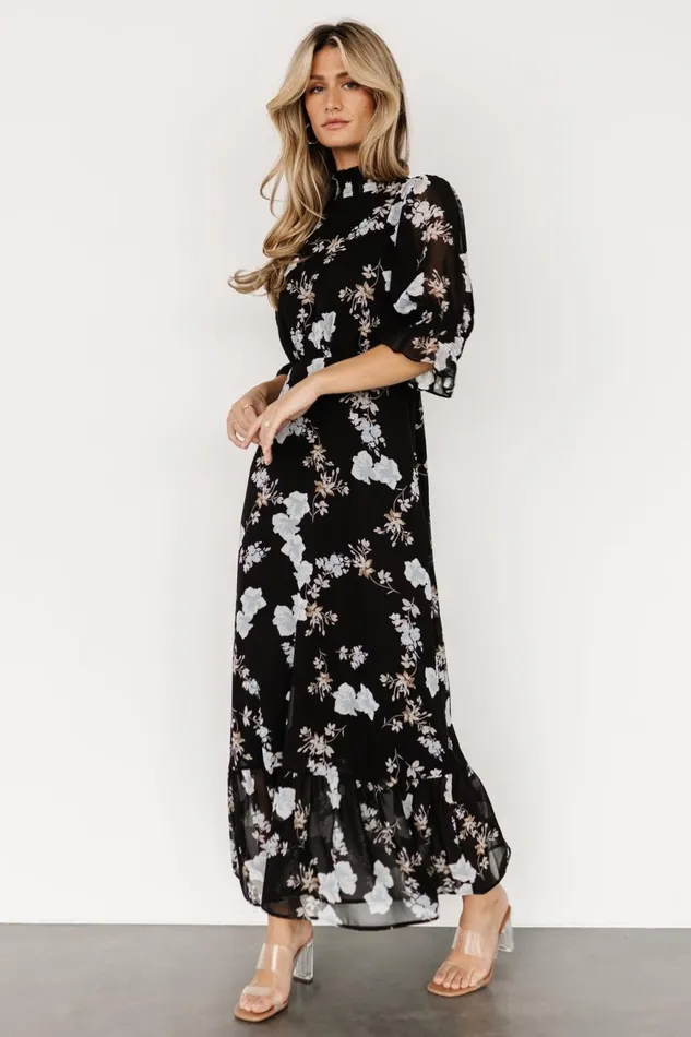 Women Mother Of The Bride Baltic Born Marie Mock Neck Maxi Dress Black Floral Women Mother Of The Bride Baltic Born Marie Mock Neck Maxi Dress Black Floral