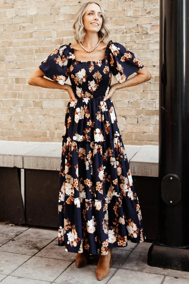 Women Mother Of The Bride Baltic Born Southampton Smocked Maxi Dress Navy Multi Floral Women Mother Of The Bride Baltic Born Southampton Smocked Maxi Dress Navy Multi Floral