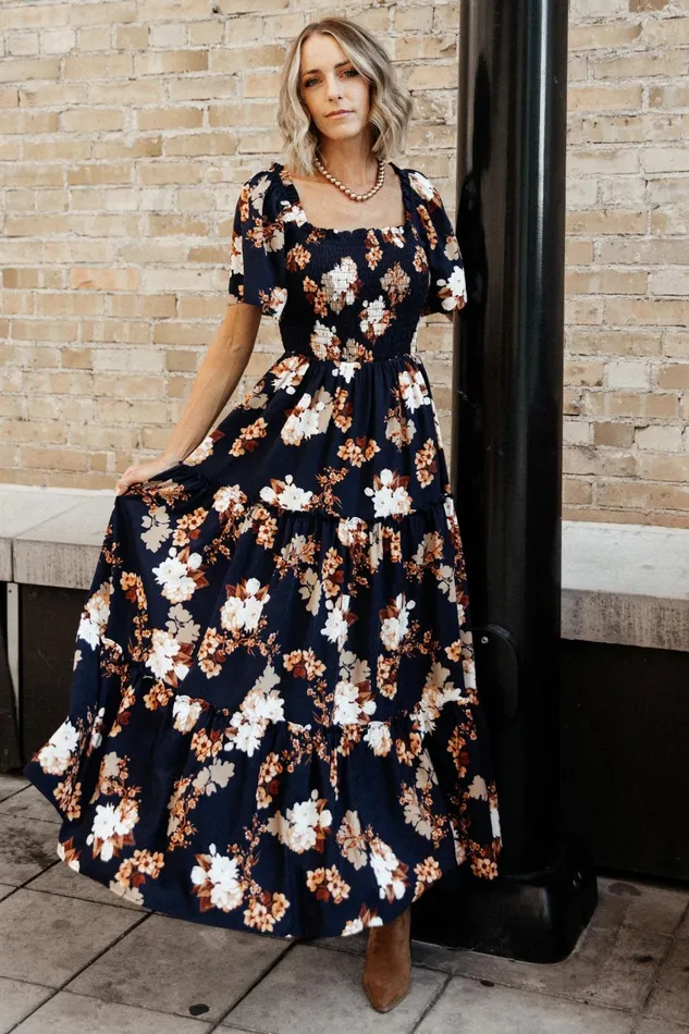 Women Mother Of The Bride Baltic Born Southampton Smocked Maxi Dress Navy Multi Floral Women Mother Of The Bride Baltic Born Southampton Smocked Maxi Dress Navy Multi Floral