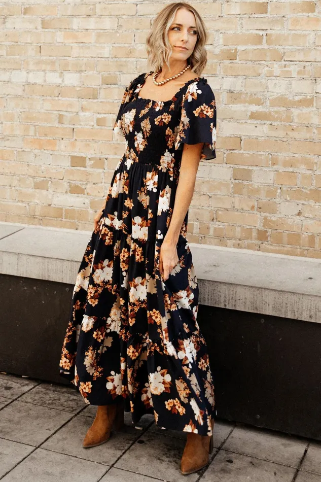 Women Mother Of The Bride Baltic Born Southampton Smocked Maxi Dress Navy Multi Floral Women Mother Of The Bride Baltic Born Southampton Smocked Maxi Dress Navy Multi Floral