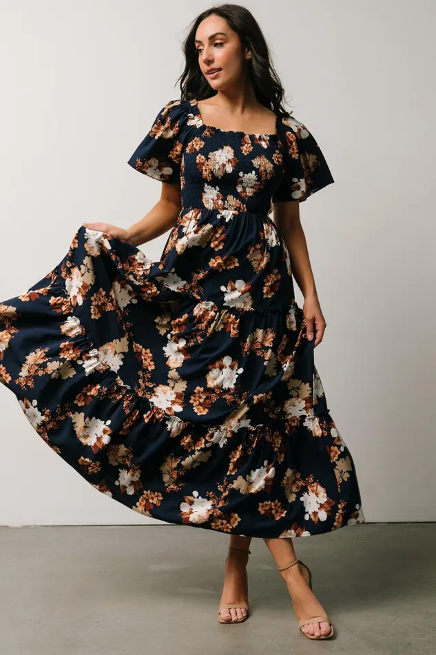 Women Mother Of The Bride Baltic Born Southampton Smocked Maxi Dress Navy Multi Floral Women Mother Of The Bride Baltic Born Southampton Smocked Maxi Dress Navy Multi Floral