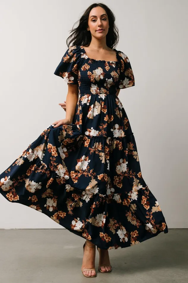 Women Mother Of The Bride Baltic Born Southampton Smocked Maxi Dress Navy Multi Floral Women Mother Of The Bride Baltic Born Southampton Smocked Maxi Dress Navy Multi Floral