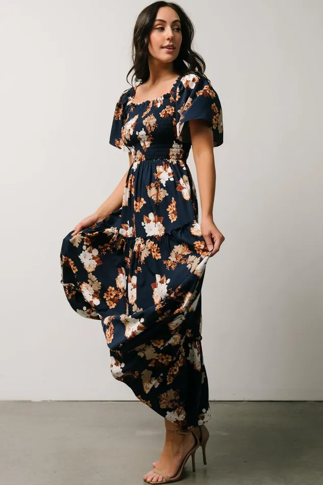 Women Mother Of The Bride Baltic Born Southampton Smocked Maxi Dress Navy Multi Floral Women Mother Of The Bride Baltic Born Southampton Smocked Maxi Dress Navy Multi Floral
