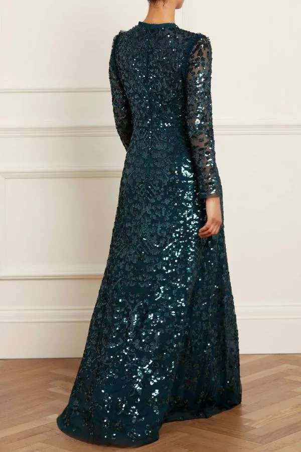 Women Needle and Thread Aurelia Long Sleeve Gown Green Women Needle and Thread Aurelia Long Sleeve Gown Green