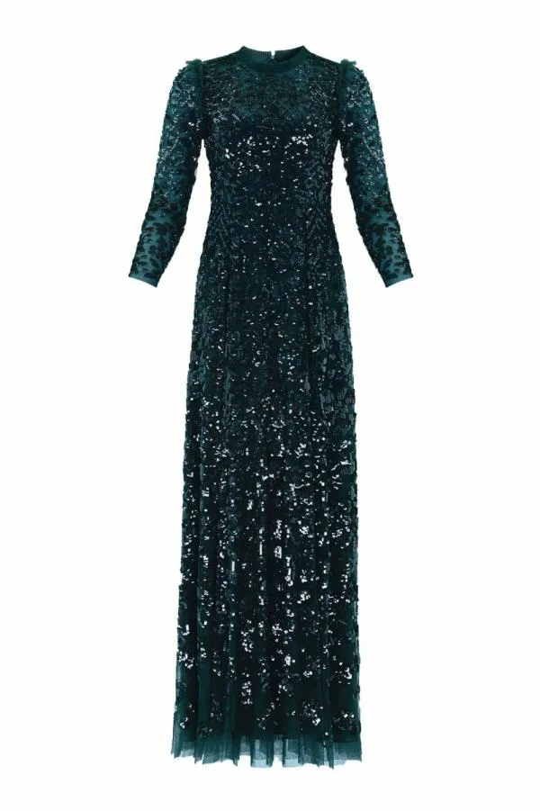 Women Needle and Thread Aurelia Long Sleeve Gown Green Women Needle and Thread Aurelia Long Sleeve Gown Green