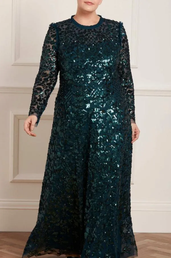 Women Needle and Thread Aurelia Long Sleeve Gown Green Women Needle and Thread Aurelia Long Sleeve Gown Green