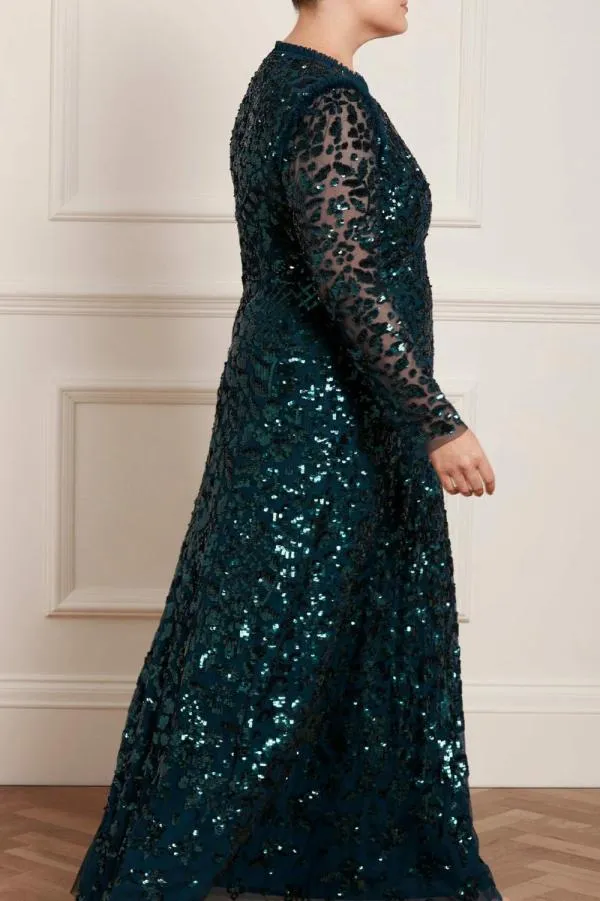Women Needle and Thread Aurelia Long Sleeve Gown Green Women Needle and Thread Aurelia Long Sleeve Gown Green