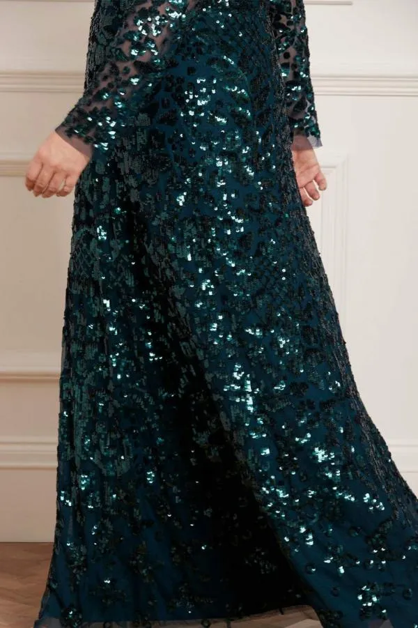 Women Needle and Thread Aurelia Long Sleeve Gown Green Women Needle and Thread Aurelia Long Sleeve Gown Green