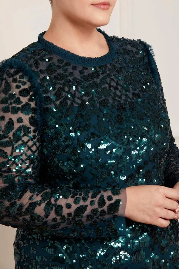 Women Needle and Thread Aurelia Long Sleeve Gown Green Women Needle and Thread Aurelia Long Sleeve Gown Green