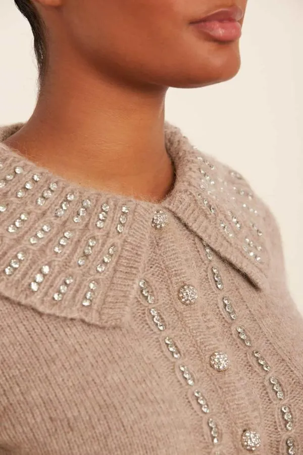 Women Needle and Thread Embellished Collar Short Cardigan Beige Women Needle and Thread Embellished Collar Short Cardigan Beige
