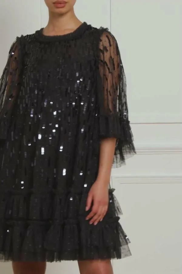 Women Needle and Thread Sequin Dash Mini Dress Black Women Needle and Thread Sequin Dash Mini Dress Black