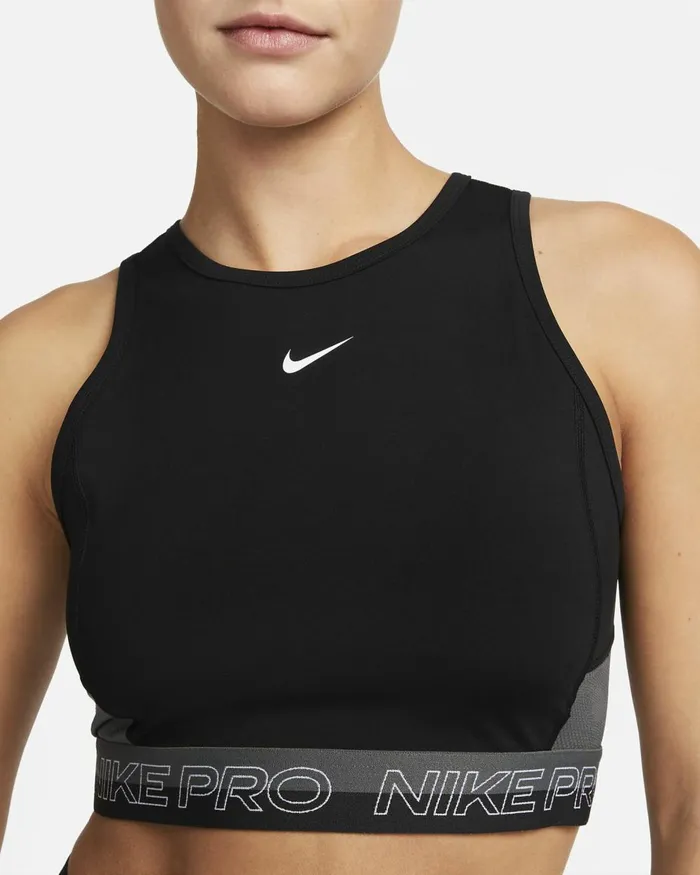 Women Nike All Clothing Pro DriFIT Blackiron Greywhitewhite