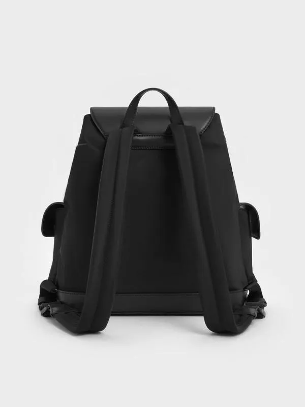 Women Nylon Puffy ChainLink Backpack 8211 Noir CHARLES and KEITH Backpacks