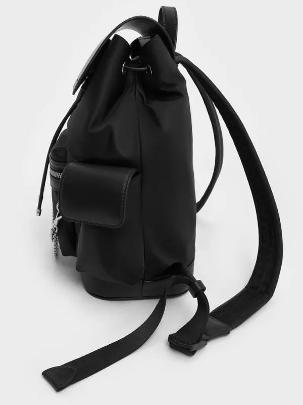 Women Nylon Puffy ChainLink Backpack 8211 Noir CHARLES and KEITH Backpacks