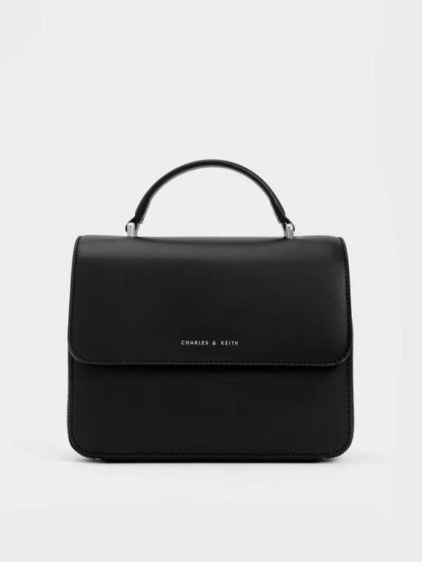 Women Octavia Front Flap Top Handle Bag 8211 Noir CHARLES and KEITH Crossbody Bags Women Octavia Front Flap Top Handle Bag 8211 Noir CHARLES and KEITH Crossbody Bags