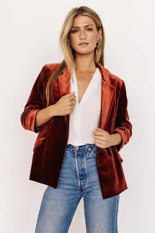 Women Outerwear Baltic Born Brinton Velvet Blazer Cinnamon