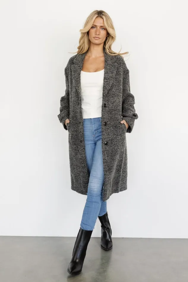 Women Outerwear Baltic Born Burke Boucle Coat Charcoal