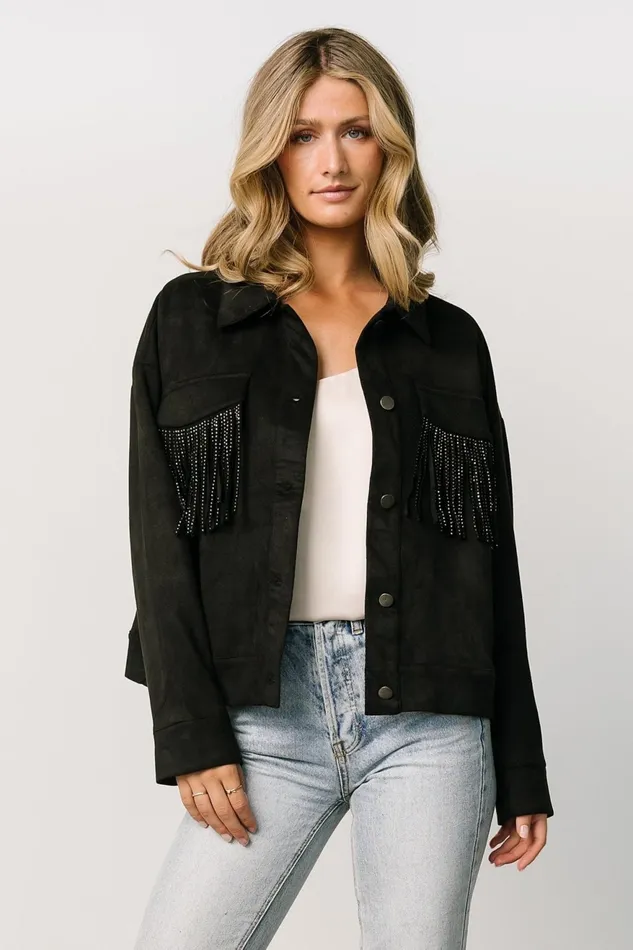 Women Outerwear Baltic Born Mills Fringe Jacket Black