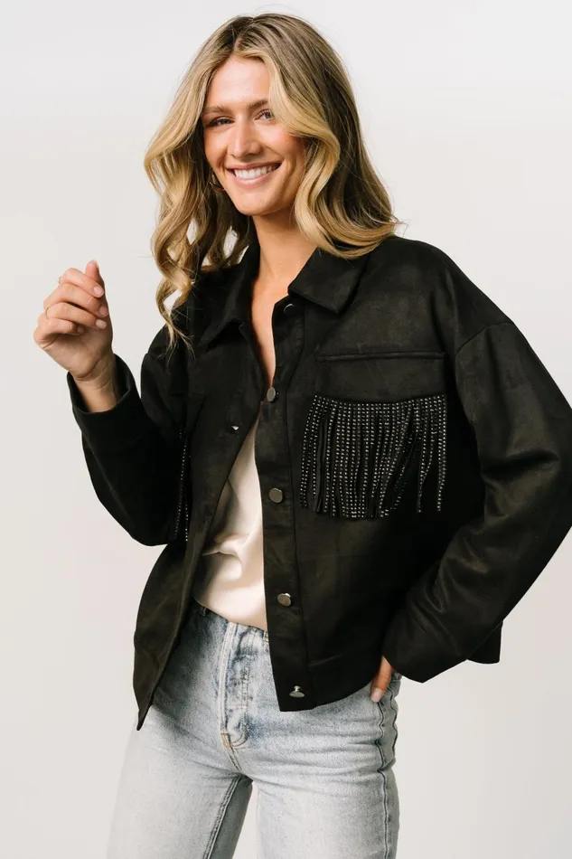 Women Outerwear Baltic Born Mills Fringe Jacket Black Women Outerwear Baltic Born Mills Fringe Jacket Black