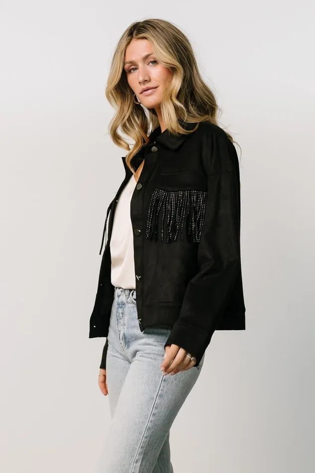 Women Outerwear Baltic Born Mills Fringe Jacket Black Women Outerwear Baltic Born Mills Fringe Jacket Black