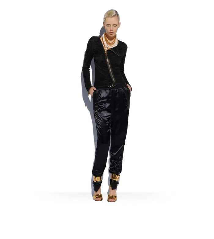 Women Outerwear Tom Ford Slick Jersey Ruched Jacket Black Women Outerwear Tom Ford Slick Jersey Ruched Jacket Black