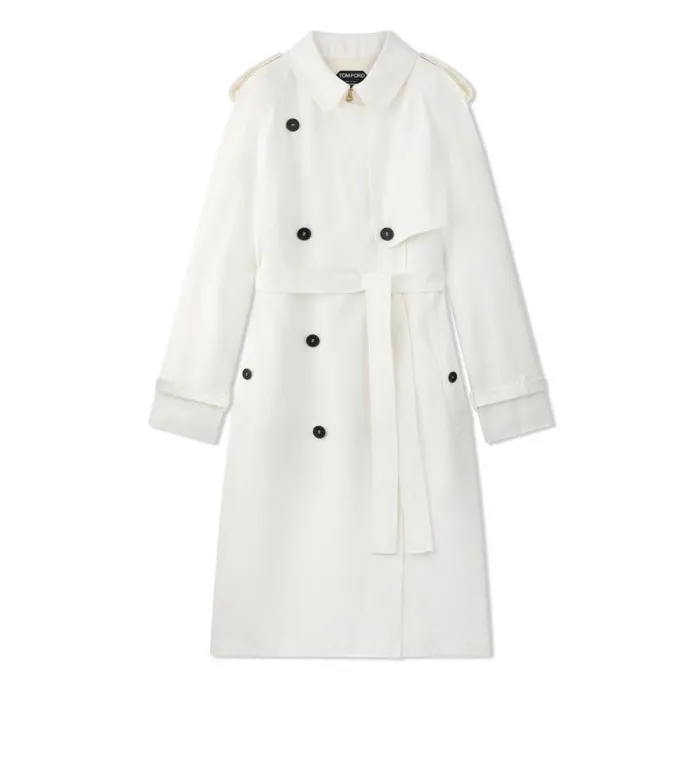 Women Outerwear Tom Ford Water Repellent Fluid Twill Trench Coat Chalk