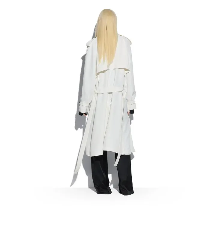 Women Outerwear Tom Ford Water Repellent Fluid Twill Trench Coat Chalk Women Outerwear Tom Ford Water Repellent Fluid Twill Trench Coat Chalk