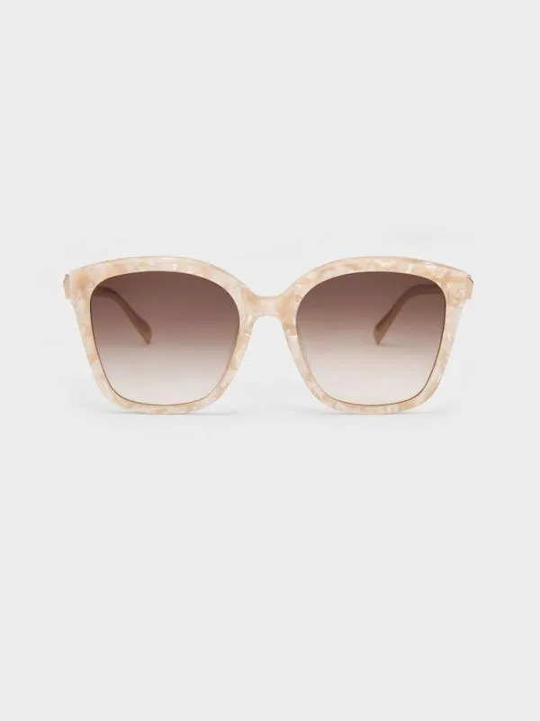 Women Oversized Square Acetate Sunglasses 8211 Peach CHARLES and KEITH Square Women Oversized Square Acetate Sunglasses 8211 Peach CHARLES and KEITH Square