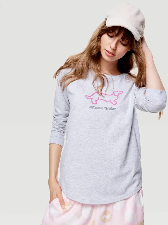 Women PA Classic Long Sleeve Penny Tee Pale Blue Peter Alexander Classic Tops