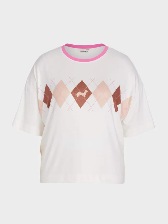 Women PA Plus Argyle Plush Oversized Tee Cream Peter Alexander Tops