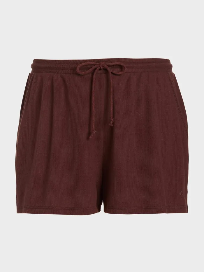 Women PA Plus Choc Soft Waffle Mid Short Brown Peter Alexander Shorts