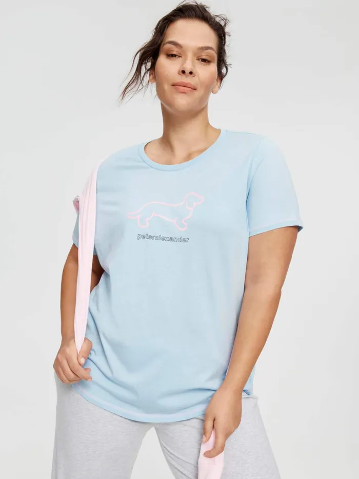 Women PA Plus Classic Penny Tee Pale Blue Peter Alexander Classic Tops