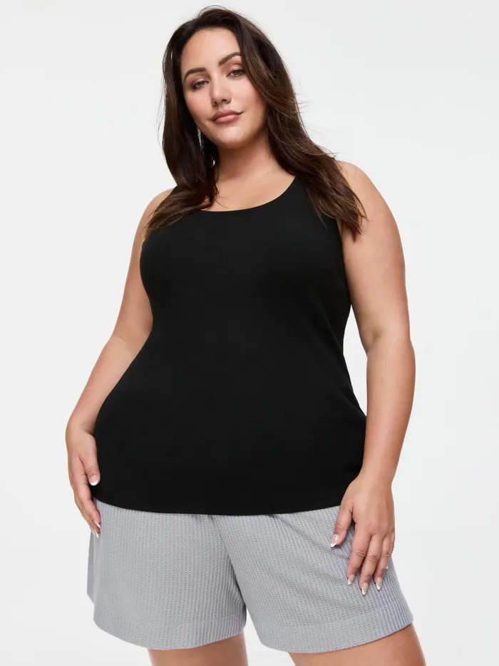 Women PA Plus Classic Tank With Shelf Bra Black Peter Alexander Classic Tops