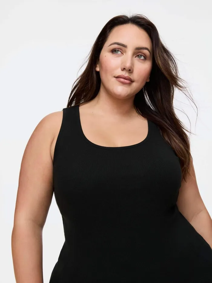 Women PA Plus Classic Tank With Shelf Bra Black Peter Alexander Classic Tops