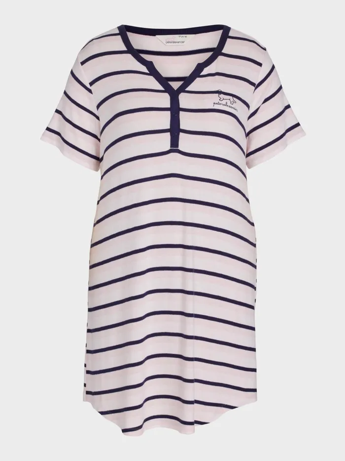 Women PA Plus Fuzzy Stripe Short Sleeve Henley Nightie Multi Peter Alexander Nighties