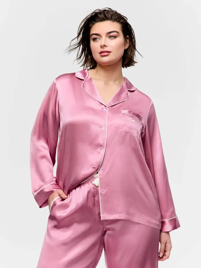 Women PA Plus Mauve Mulberry Silk Pj Set Mauve Peter Alexander Sets and Onesies
