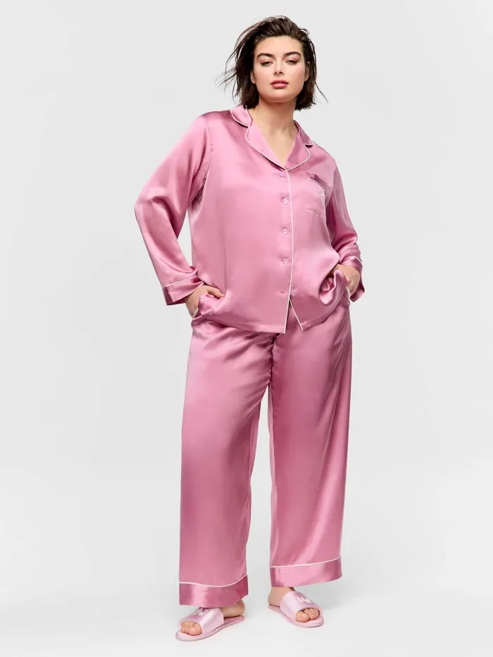 Women PA Plus Mauve Mulberry Silk Pj Set Mauve Peter Alexander Sets and Onesies