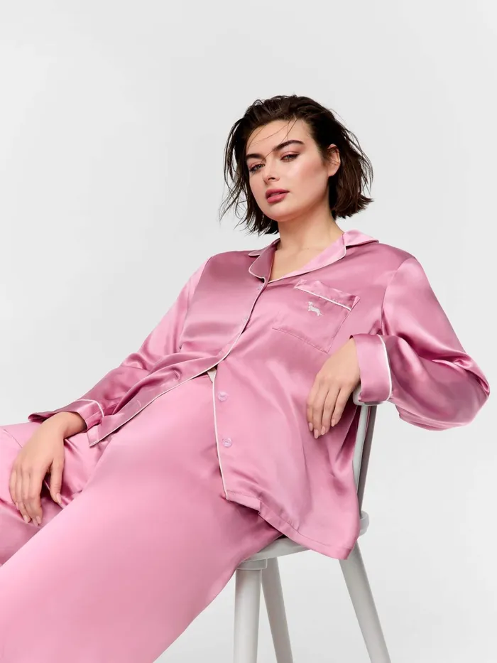 Women PA Plus Mauve Mulberry Silk Pj Set Mauve Peter Alexander Sets and Onesies