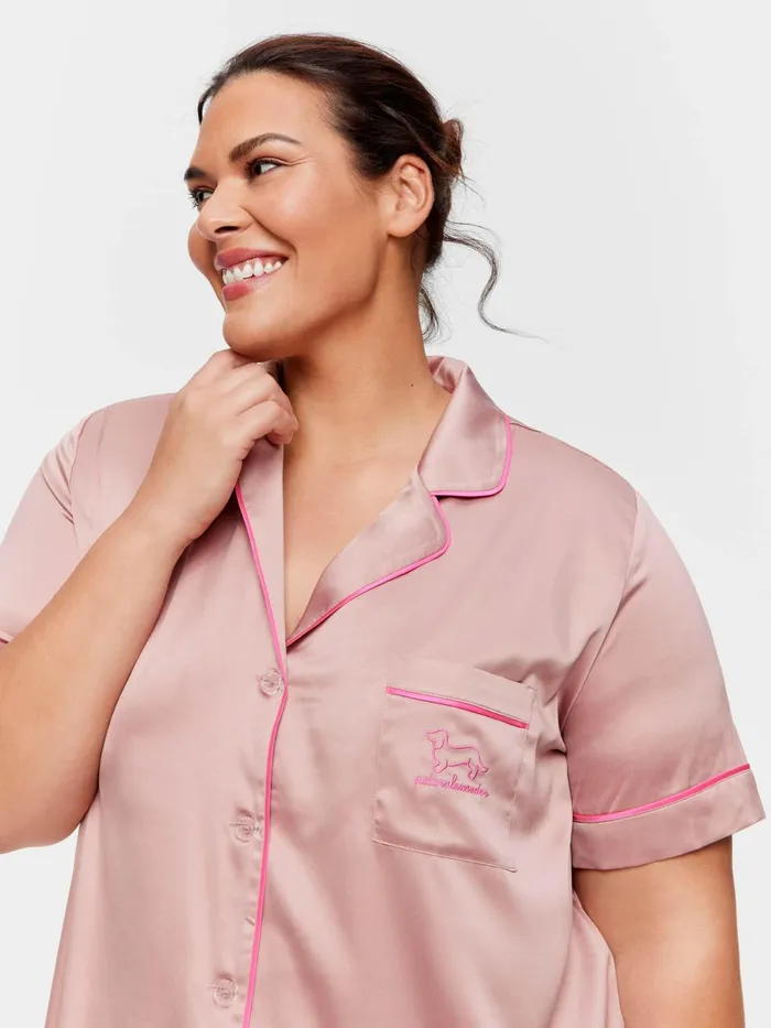 Women PA Plus Nougat Satin Short Sleeve Nightshirt Multi Peter Alexander Nighties