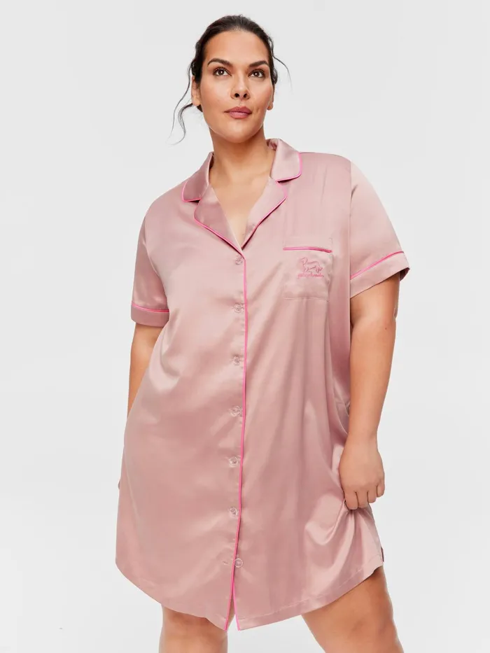 Women PA Plus Nougat Satin Short Sleeve Nightshirt Multi Peter Alexander Nighties