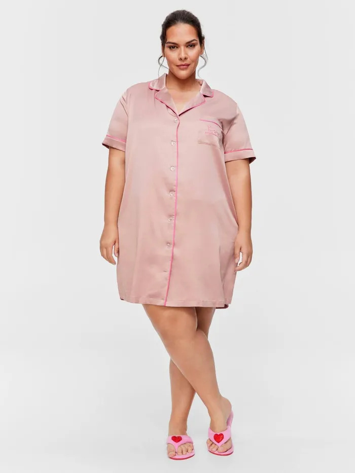 Women PA Plus Nougat Satin Short Sleeve Nightshirt Multi Peter Alexander Nighties