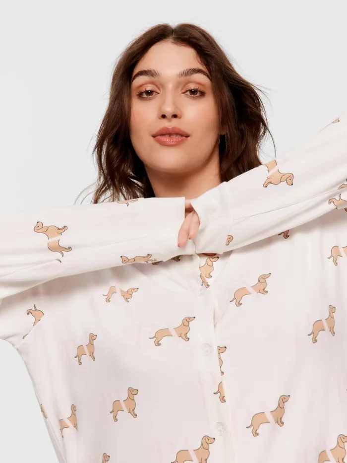 Women PA Plus Penny Long Sleeve Plush Nightshirt Multi Peter Alexander Nighties