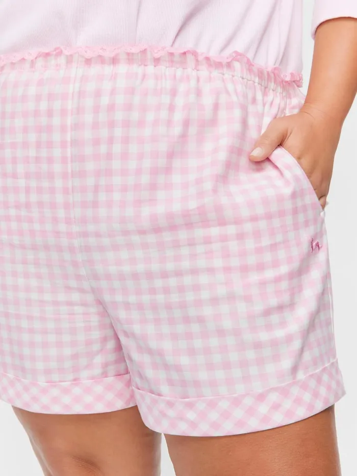 Women PA Plus Pink Gingham Check Mid Short Multi Peter Alexander Online Only Styles