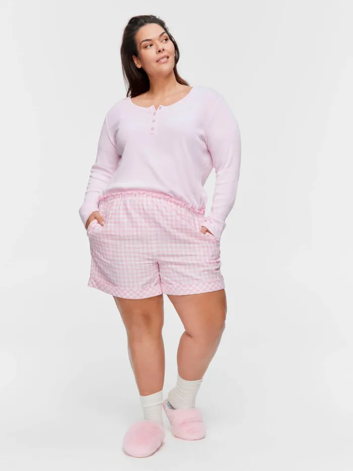 Women PA Plus Pink Gingham Check Mid Short Multi Peter Alexander Online Only Styles