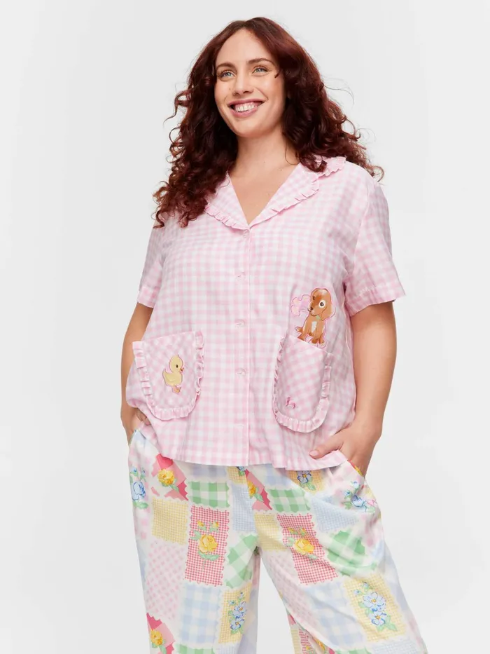 Women PA Plus Pink Gingham Short Sleeve Shirt Multi Peter Alexander Tops