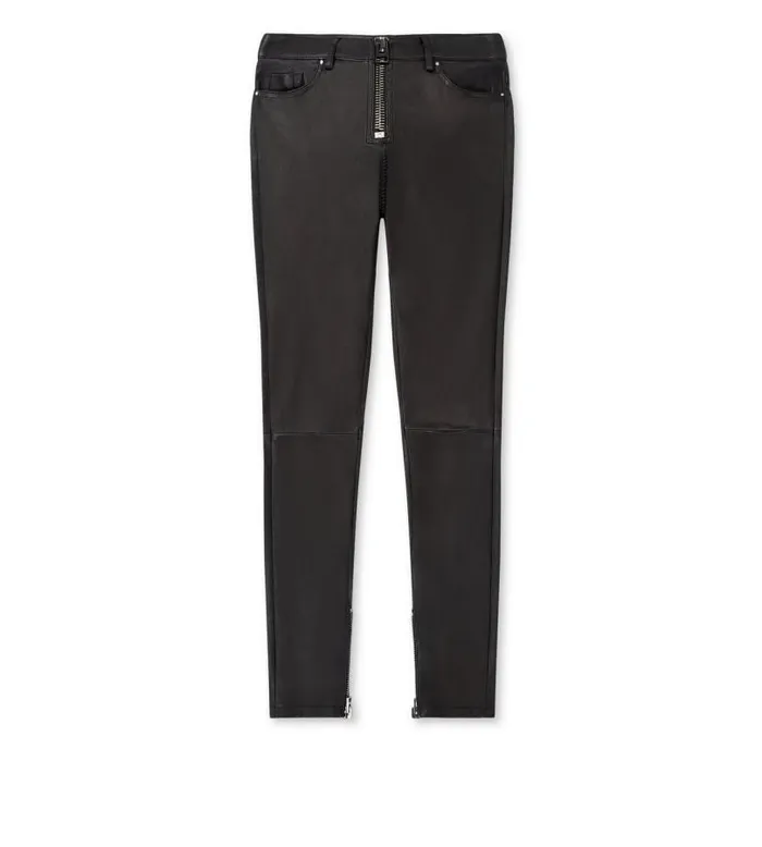 Women Pants and Shorts Tom Ford Stretch Leather Zip Front Leggings Black
