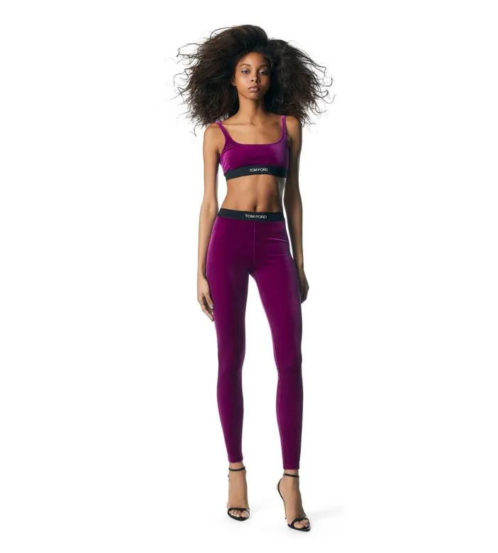Women Pants and Shorts Tom Ford Stretch Velvet Signature Leggings Sugar Plum Women Pants and Shorts Tom Ford Stretch Velvet Signature Leggings Sugar Plum