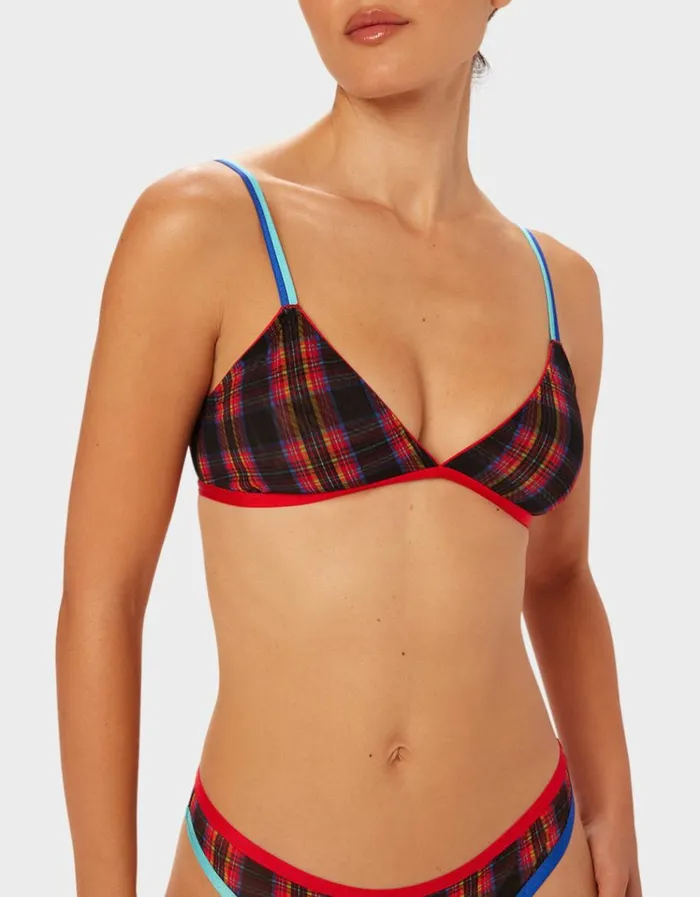 Women PARADE PLAID BRALETTE RED PLAID Betsey Johnson